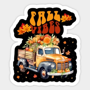 Fall Vibes Pumpkin Vintage Truck Sticker